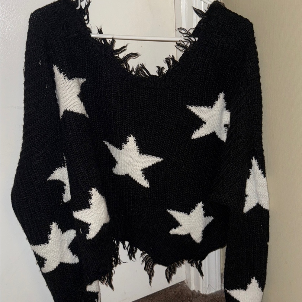 Polly & Esther Black and White Star Sweater